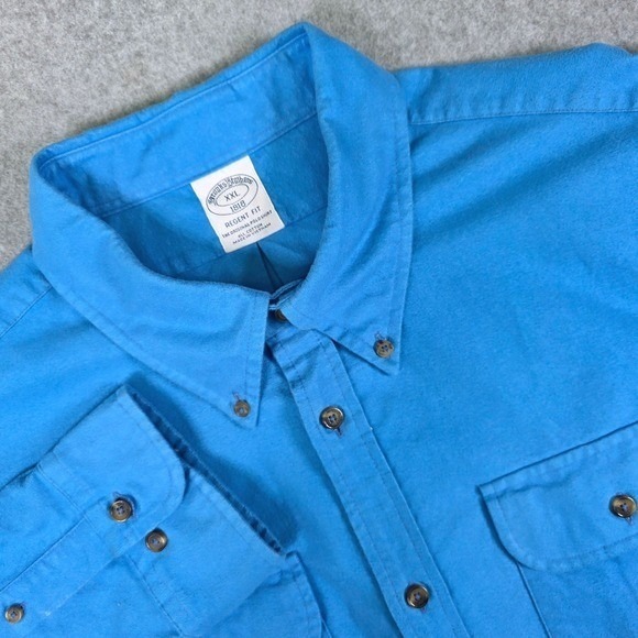Brooks Brothers Regent Fit 1818 Men's XXL Blue Button-Down Shirt Elbow Patch - Picture 2 of 14